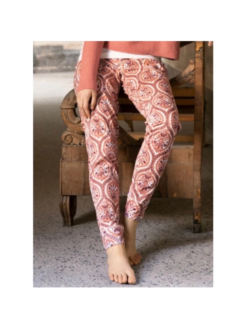 Peruvian Connection Leaf Print Boho Pants Size XS
